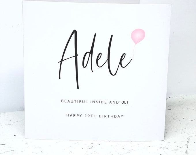 Personalised Birthday Card For Her Name and Age Birthday Milestone