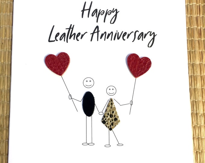 3rd Anniversary Card Leather Wedding Anniversary Little People Him Her Couple