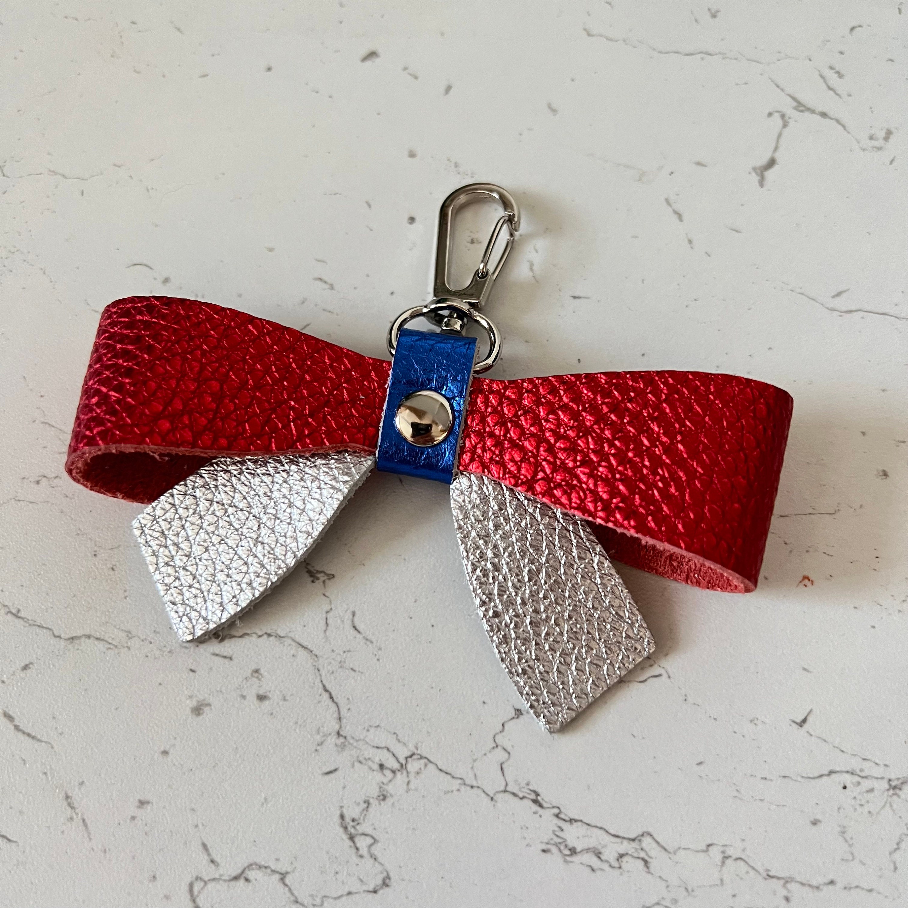 Handcrafted Vachetta Leather Bow Bag Charm Natural Vachetta 