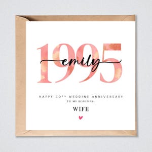 Carte 30e anniversaire de mariage personnalisée 1995 perle anniversaire lui son mari femme