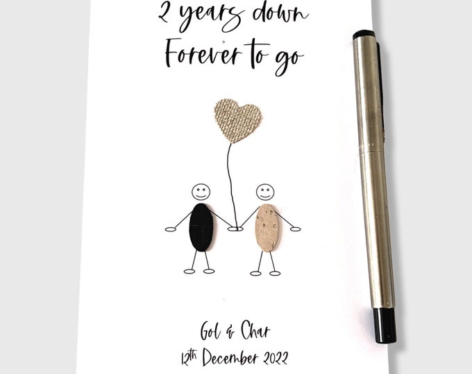 Personalised 2nd Anniversary Card Cotton Wedding Anniversary Card Him Her Husband Wife 2 Years Down