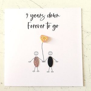 9th Anniversary Card Pottery Wedding Anniversary 9 Years Down
