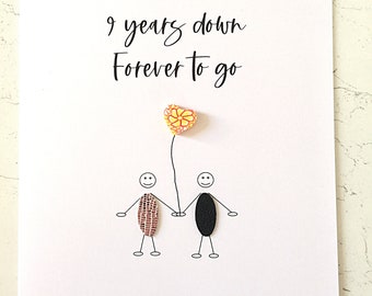 9th Anniversary Card, Pottery Wedding Anniversary, 9 Years Down