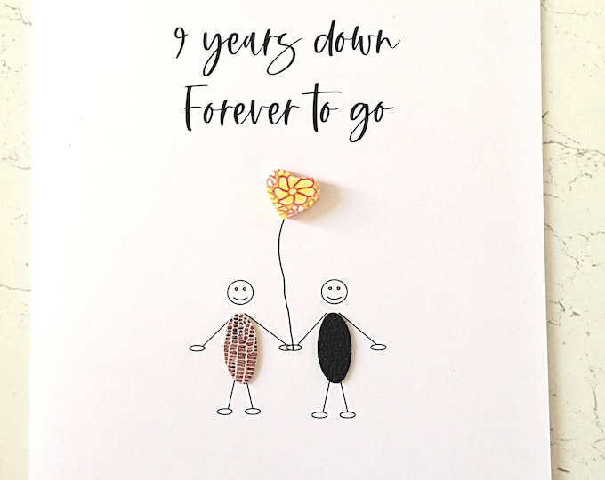 9th Anniversary Card Pottery Wedding Anniversary 9 Years Down