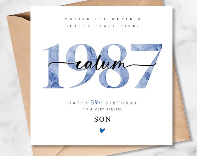 39th Birthday Card, Personalised 1987, Son Grandson Nephew Friend Him Better Place