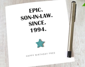 Personalised Son-in-Law Birthday Card, Leather Star