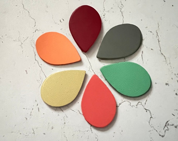12 pcs Leather Teardrop Shapes Rainbow Die Cuts 6 pairs Earring Blanks