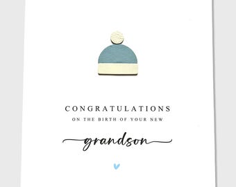 New Grandson Congratulations Card Baby Boy Card New Arrival Grandchild