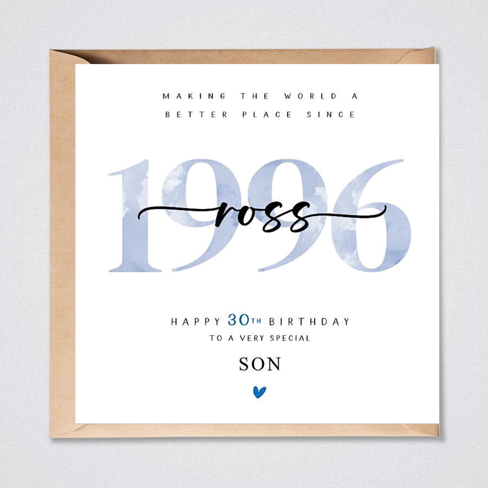 30th Birthday Card, Personalised 1996, Son Grandson Nephew Friend Him ...