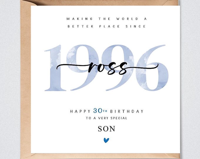 30th Birthday Card, Personalised 1996, Son Grandson Nephew Friend Him Better Place