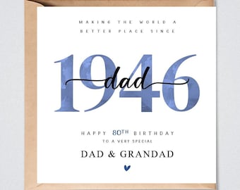 Personalised 80th Birthday Card 1946 Dad Grandad Brother Uncle Godfather