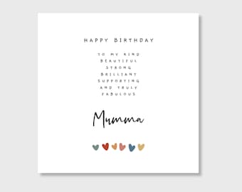 Mumma Birthday Card Mum Mummy Mam Mammy Step Mum