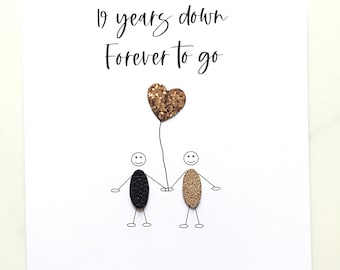 19 Years Down Forever To Go Anniversary Card 19th Bronze Wedding Anniversary Wife Husband Him Her