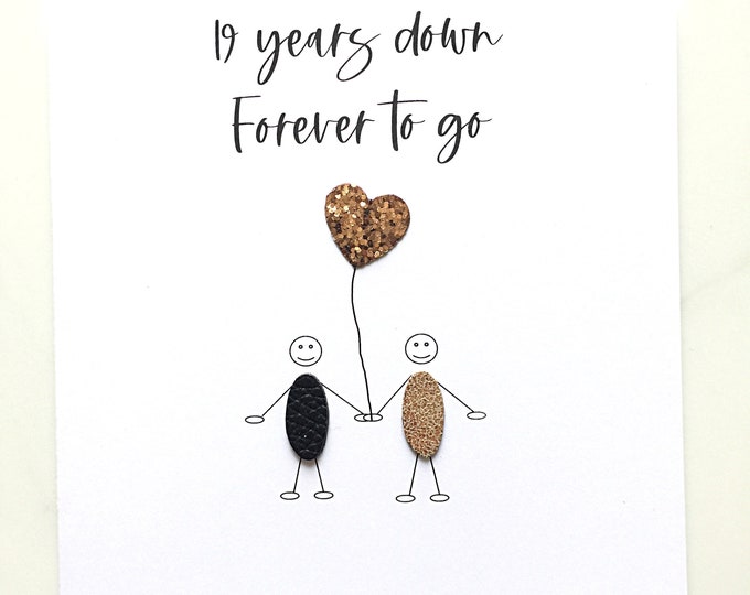 19 Years Down Forever To Go Anniversary Card 19th Bronze Wedding Anniversary Wife Husband Him Her