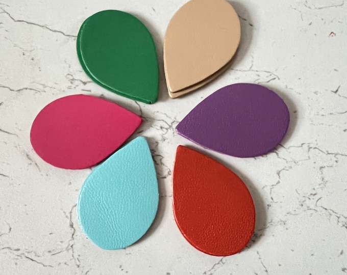 12 pcs Leather Teardrop Shapes Rainbow Die Cuts 6 pairs Earring Blanks