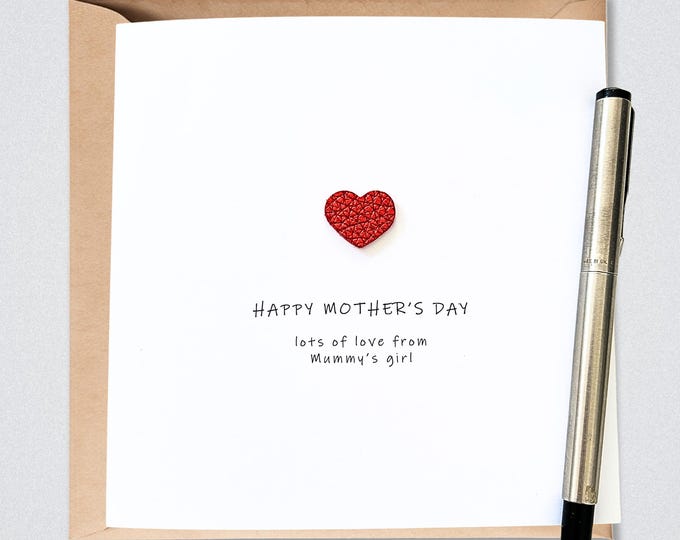Mother's Day Card, From Mummy's Girl, Leather Heart