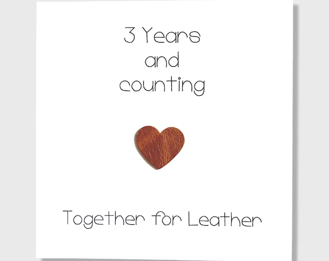 3rd Wedding Anniversary Card 3 Years & Counting Together for Leather Anniversary Him Her Husband Wife Couple