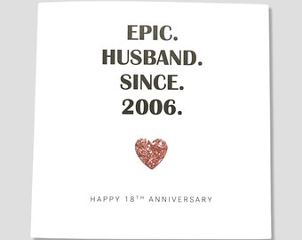 18th Wedding Anniversary Card Epic Wife Husband Couple Him Her