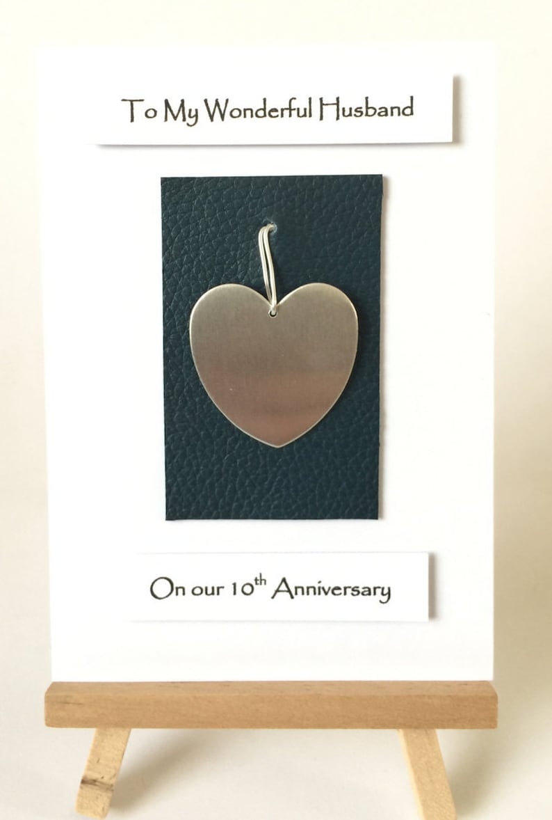 10th wedding anniversary card leather tin anniversary card