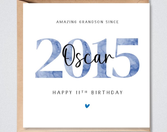 11th Birthday Card, Personalised Son, Grandson, Nephew, Godson, 2015