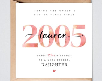 Personalised 21st Birthday Card Granddaughter Daughter Sister 2005
