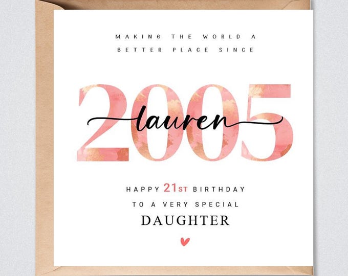 Personalised 21st Birthday Card Granddaughter Daughter Sister 2004