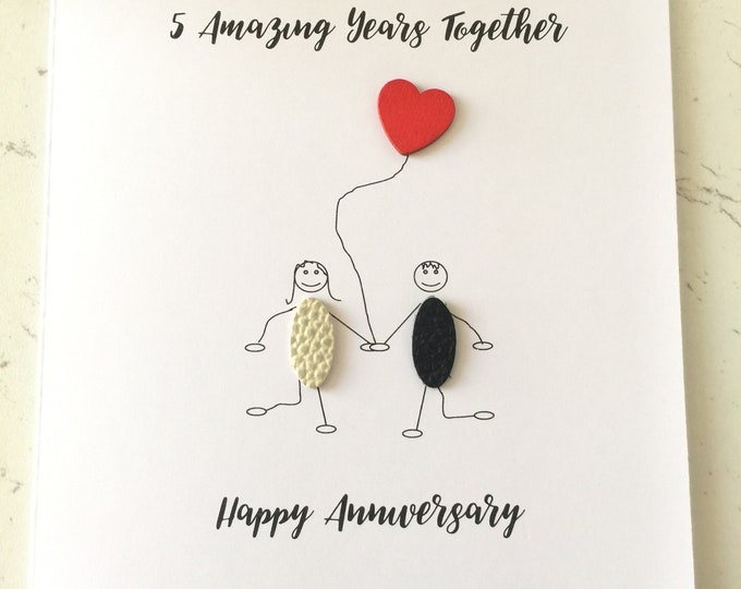 5th Wedding Anniversary Card Wood Anniversary Card Him Her Husband Wife Stick Couple