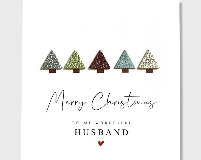 Husband Christmas Card Leather Trees