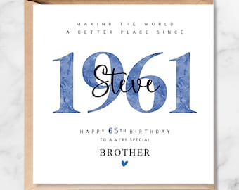 Personalised 65th Birthday Card, 1961 Dad Grandad Brother Uncle Godfather