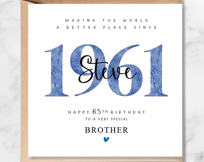 Personalised 65th Birthday Card, 1961 Dad Grandad Brother Uncle Godfather