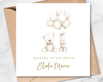 Personalised New Baby Card, Boy or Girl, Welcome to the World