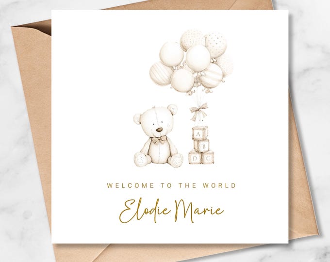 Personalised New Baby Card, Boy or Girl, Welcome to the World