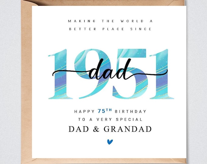 Personalised 75th Birthday Card, 1951, For Him, For Her