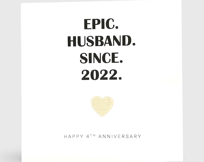 4th Wedding Anniversary Card, Linen Anniversary, Epic Him Her