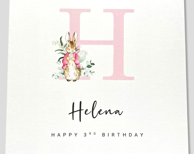 3rd Rabbit Birthday Card Personalised Girl Daughter Granddaughter Niece