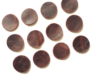 1" Leather Circles Die Cuts Distressed Leather Disc Shapes Blanks 6 Pairs / 12 Pieces Making Earrings