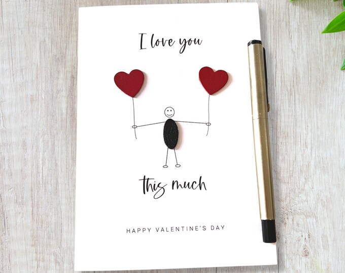 Valentines Day Card - I Love You This Much - Little People