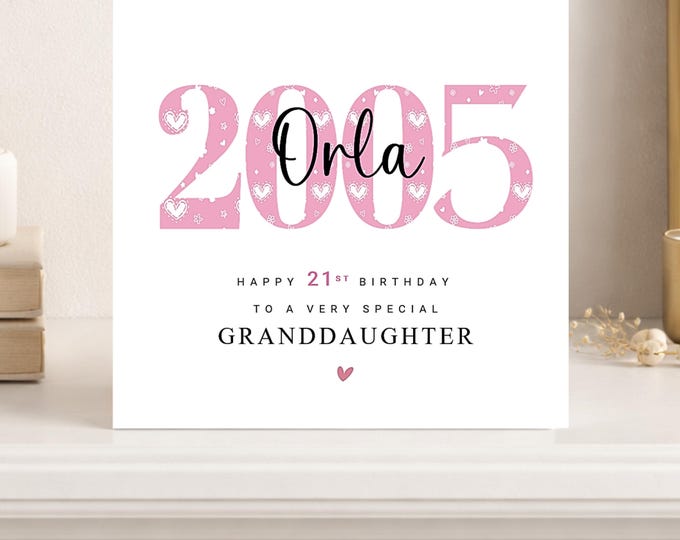 Personalised 21st Birthday Card Her, Daughter Granddaughter Sister 2005