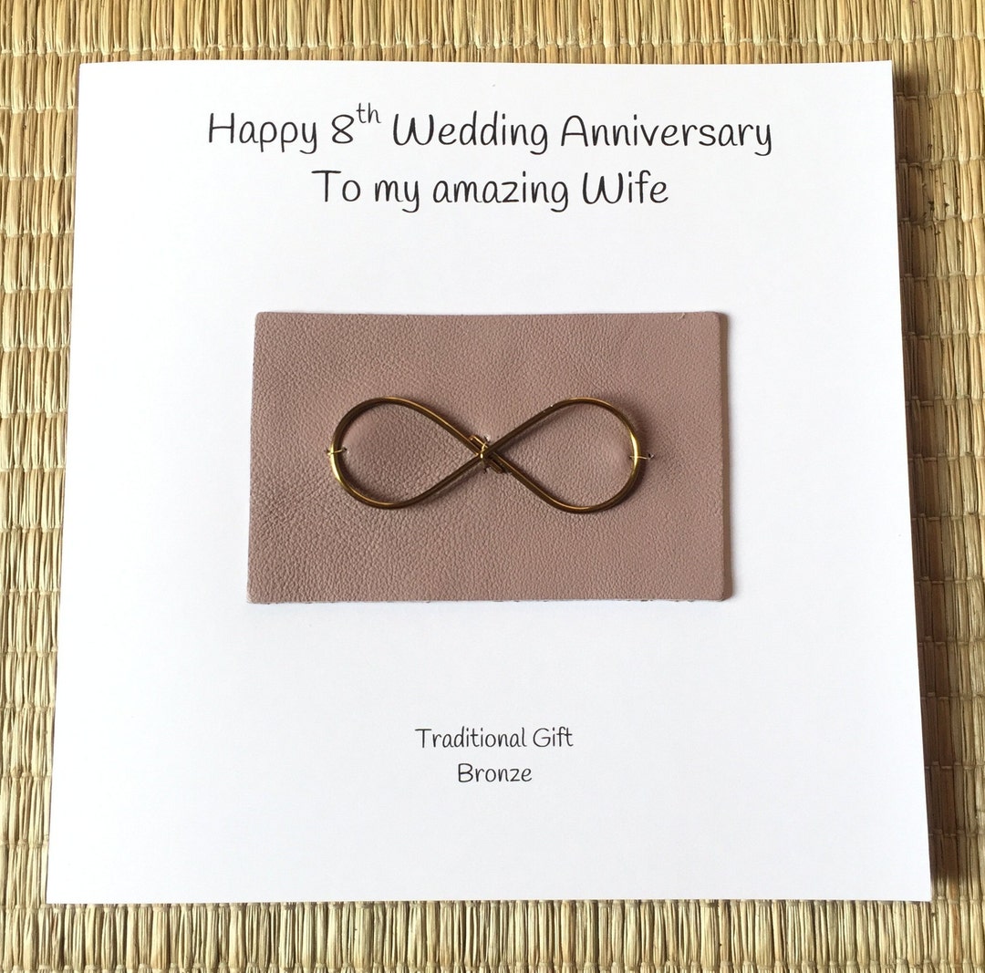 8th Wedding Anniversary Card Bronze Anniversary Infinity Husband Wife ...