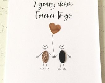 7th Wedding Anniversary Card Copper Anniversary 7 Years Down Wife Husband Him Her