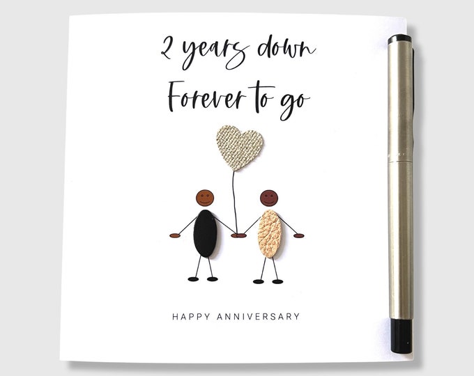 2nd Wedding Anniversary Card Cotton Anniversary Card 2 Years Down Ethnic Him Her Husband Wife