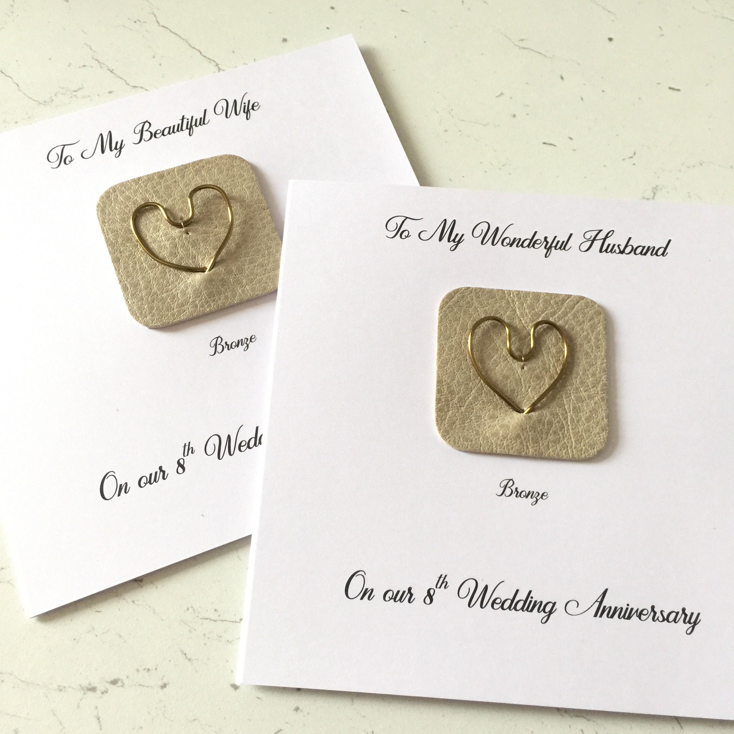 8th Wedding Anniversary Card Bronze Anniversary Leather Bronze Etsy UK