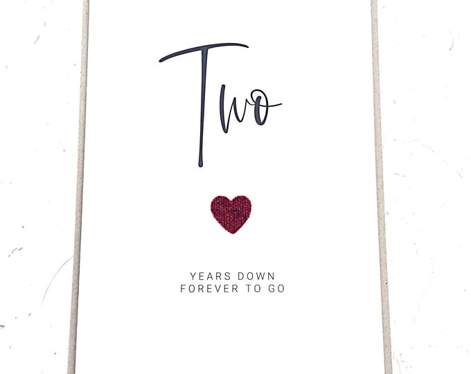 Two Years Down 2nd Wedding Anniversary Card Cotton Anniversary Wife Husband Him Her