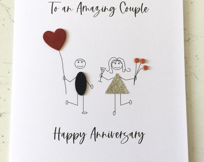 Wedding Anniversary Card Amazing Couple Leather Anniversary Card Stick Man