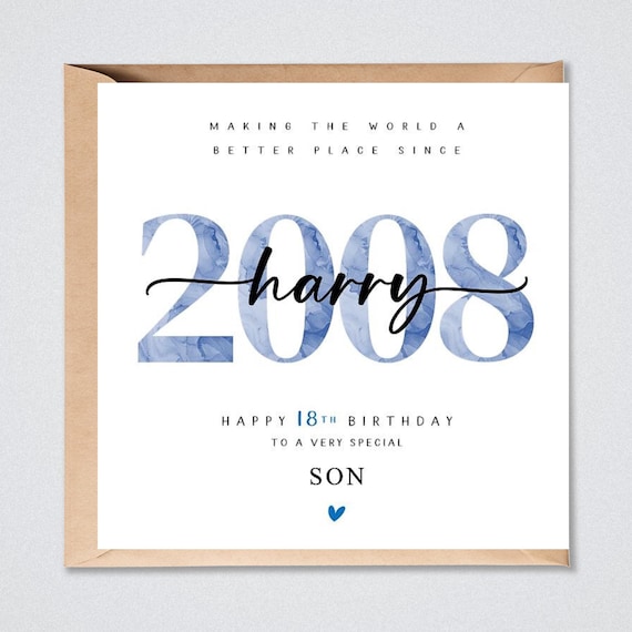 Personalised 18th Birthday Card, Nephew Son Grandson Friend Brother 2008