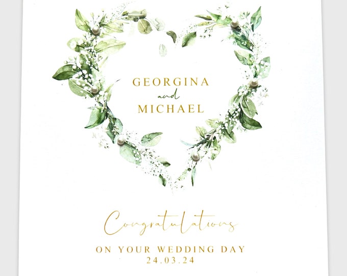 Wedding Day Card Personalised Wreath Wedding Card