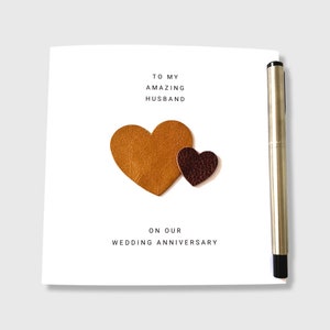 Carte d'anniversaire en cuir pour le 3e anniversaire de mariage mari femme lui elle
