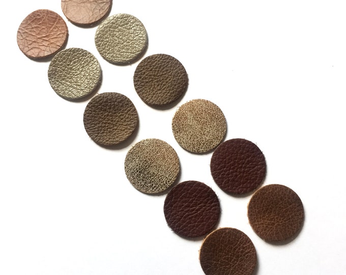 1" Leather Circles Die Cuts Tan Brown Disc Shapes Blanks 6 Pairs 12 Pieces Making Earrings