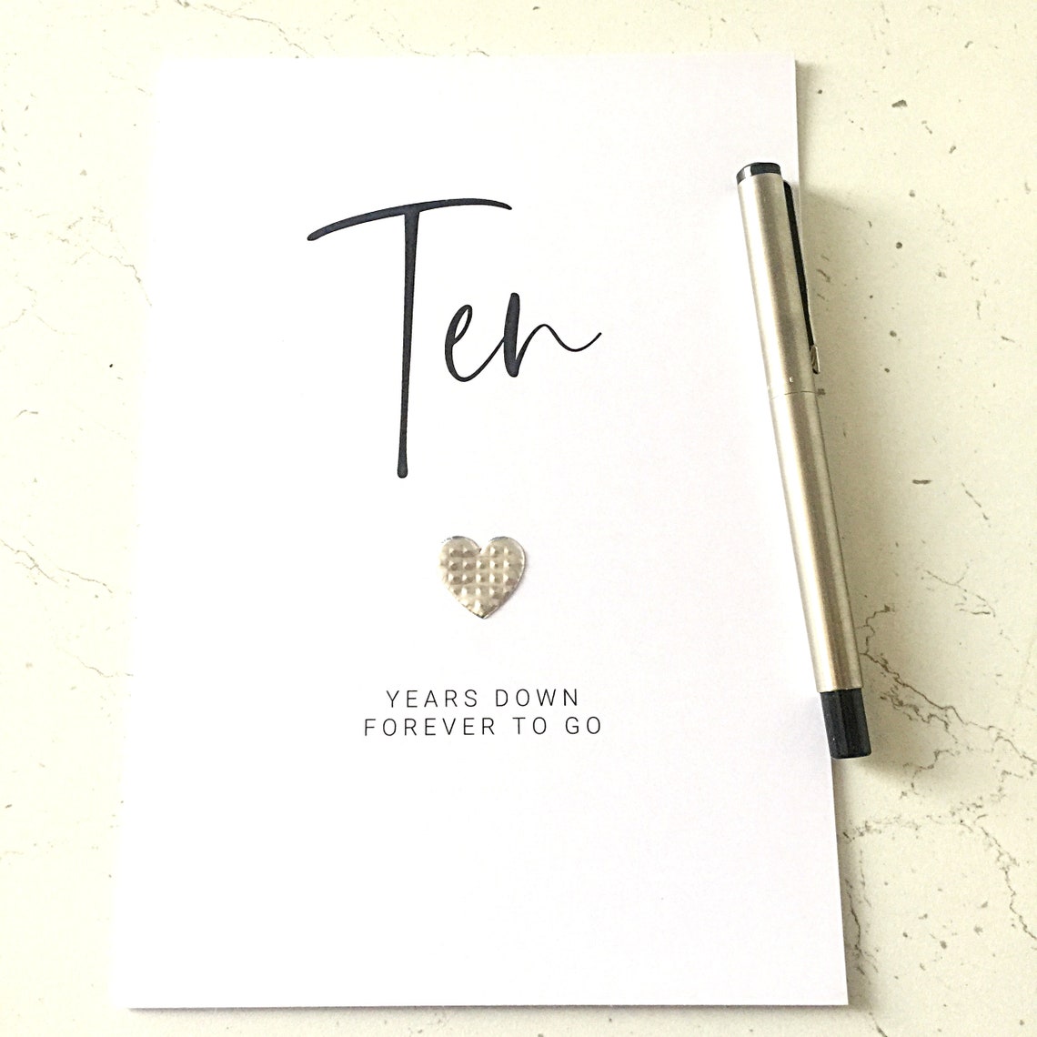 Ten Years Down 10th Wedding Anniversary Card Tin Anniversary Wife ...