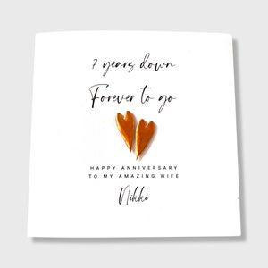 Carte 7e anniversaire de mariage en cuivre personnalisée lui elle